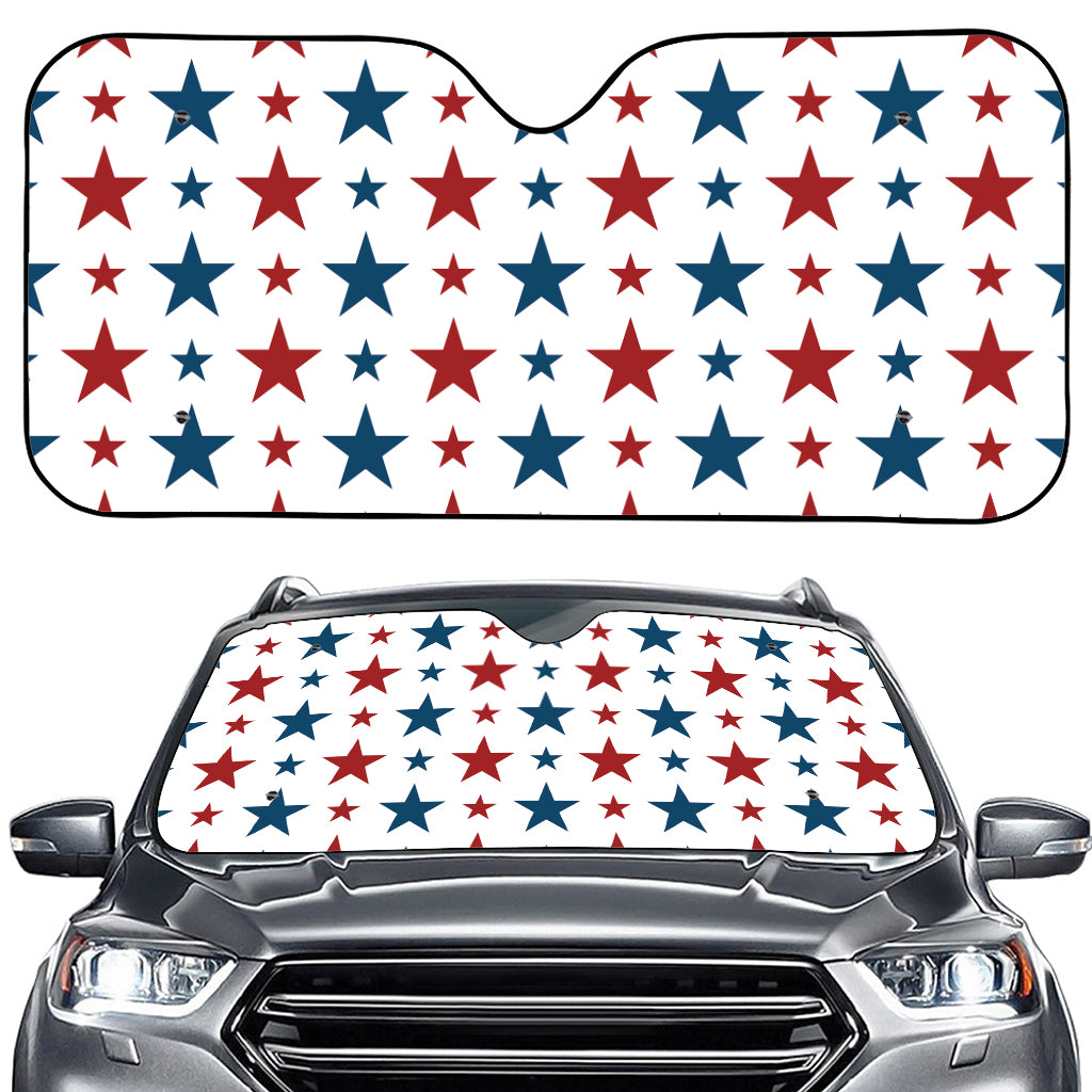 Red And Blue USA Star Pattern Print Car Windshield Sun Shade