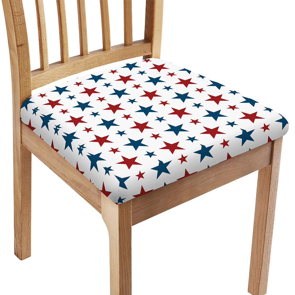 Red And Blue USA Star Pattern Print Chair Cushion Cover