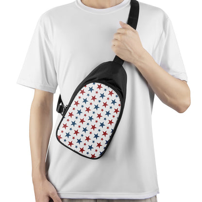 Red And Blue USA Star Pattern Print Chest Bag