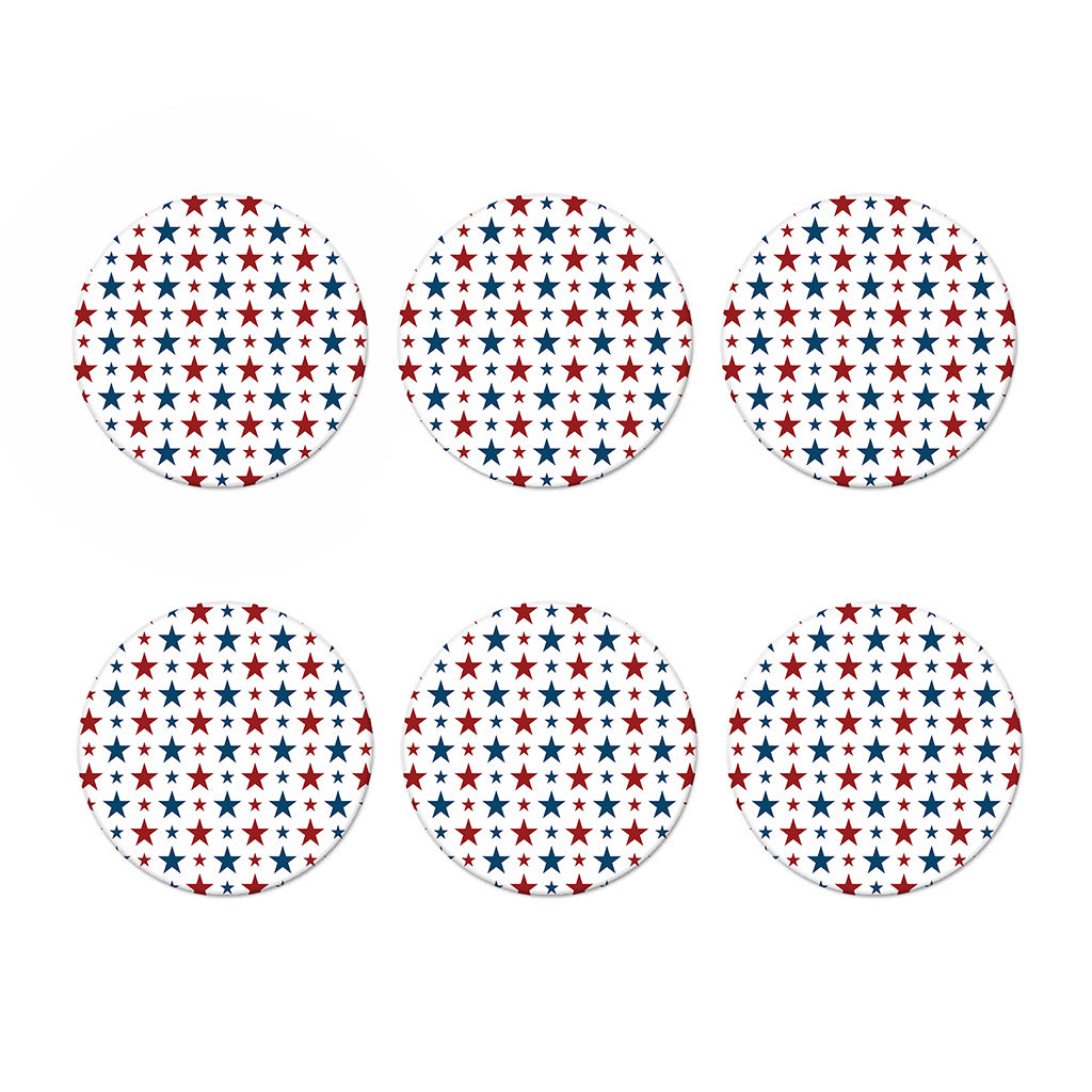 Red And Blue USA Star Pattern Print Coaster Set