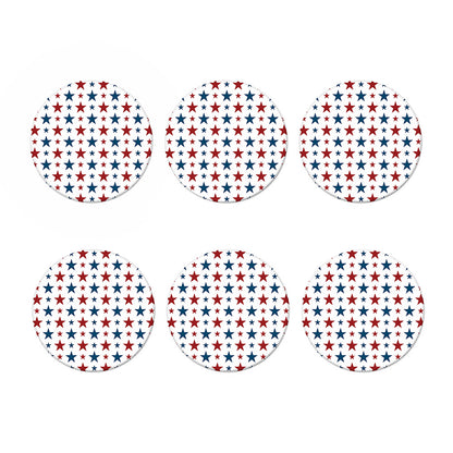 Red And Blue USA Star Pattern Print Coaster Set