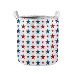 Red And Blue USA Star Pattern Print Collapsible Laundry Basket