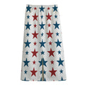 Red And Blue USA Star Pattern Print Cotton Front Slit Maxi Skirt