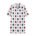 Red And Blue USA Star Pattern Print Cotton Hawaiian Shirt
