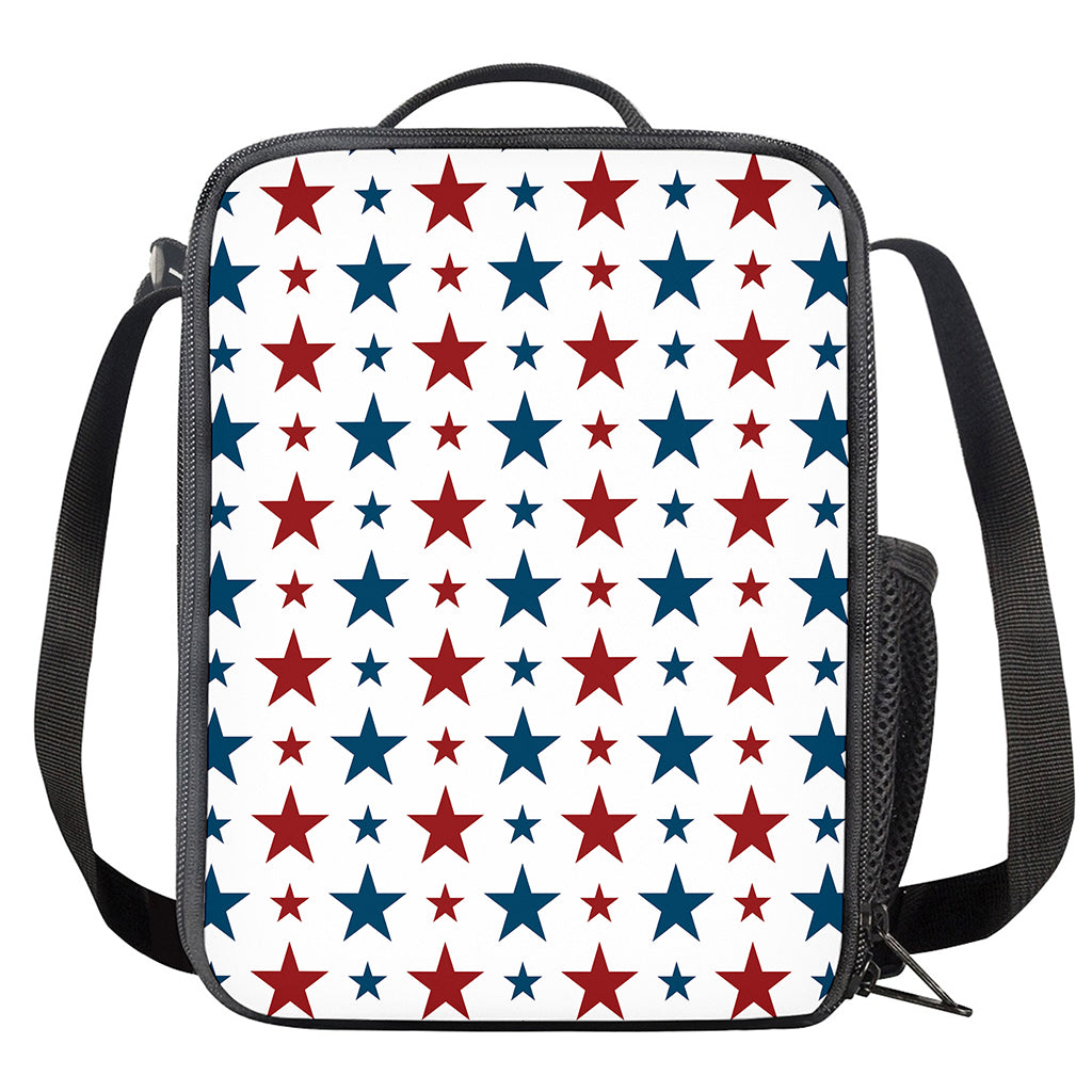 Red And Blue USA Star Pattern Print Crossbody Lunch Bag