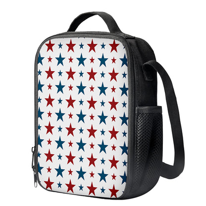 Red And Blue USA Star Pattern Print Crossbody Lunch Bag