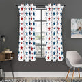 Red And Blue USA Star Pattern Print Grommet Curtain Panels