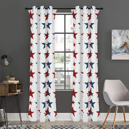 Red And Blue USA Star Pattern Print Curtain