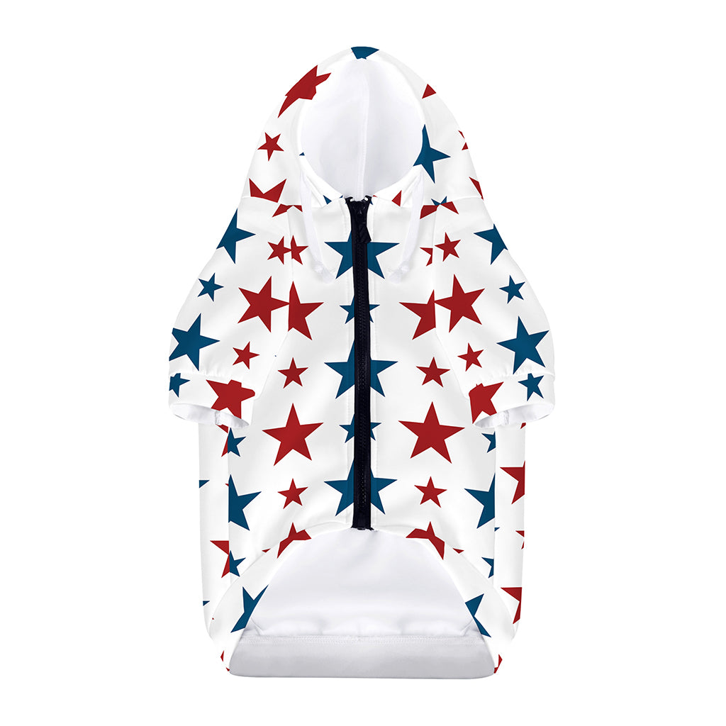 Red And Blue USA Star Pattern Print Dog Zip Up Hoodie