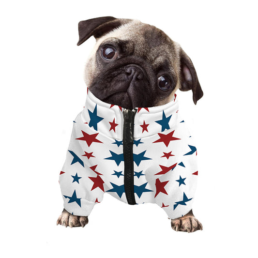 Red And Blue USA Star Pattern Print Dog Zip Up Jacket