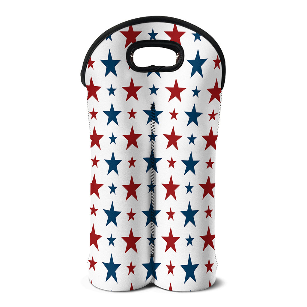 Red And Blue USA Star Pattern Print Double Neoprene Wine Tote