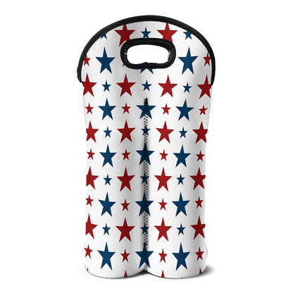 Red And Blue USA Star Pattern Print Double Neoprene Wine Tote