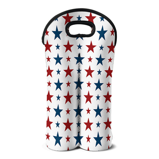 Red And Blue USA Star Pattern Print Double Neoprene Wine Tote
