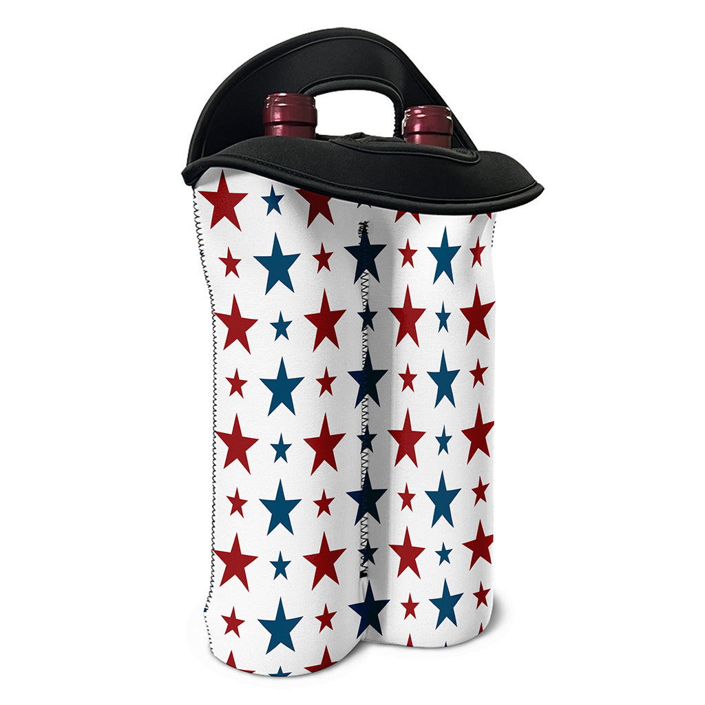 Red And Blue USA Star Pattern Print Double Neoprene Wine Tote