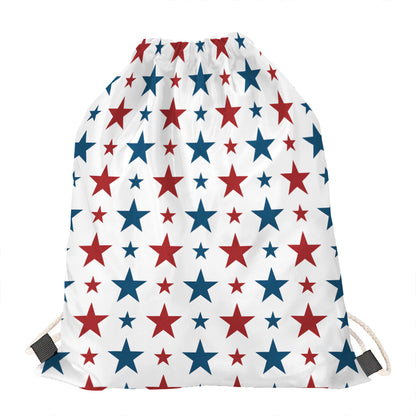 Red And Blue USA Star Pattern Print Drawstring Bag