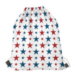 Red And Blue USA Star Pattern Print Drawstring Bag