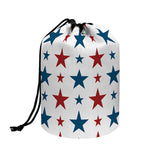 Red And Blue USA Star Pattern Print Drawstring Makeup Bag