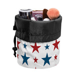Red And Blue USA Star Pattern Print Drawstring Makeup Bag
