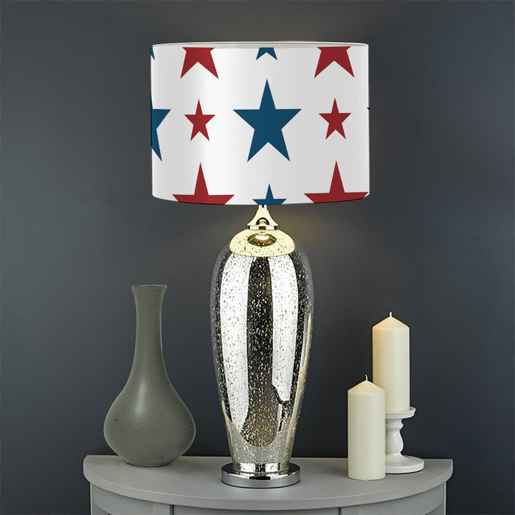 Red And Blue USA Star Pattern Print Drum Lamp Shade