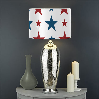 Red And Blue USA Star Pattern Print Drum Lamp Shade