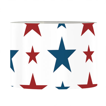 Red And Blue USA Star Pattern Print Drum Lamp Shade
