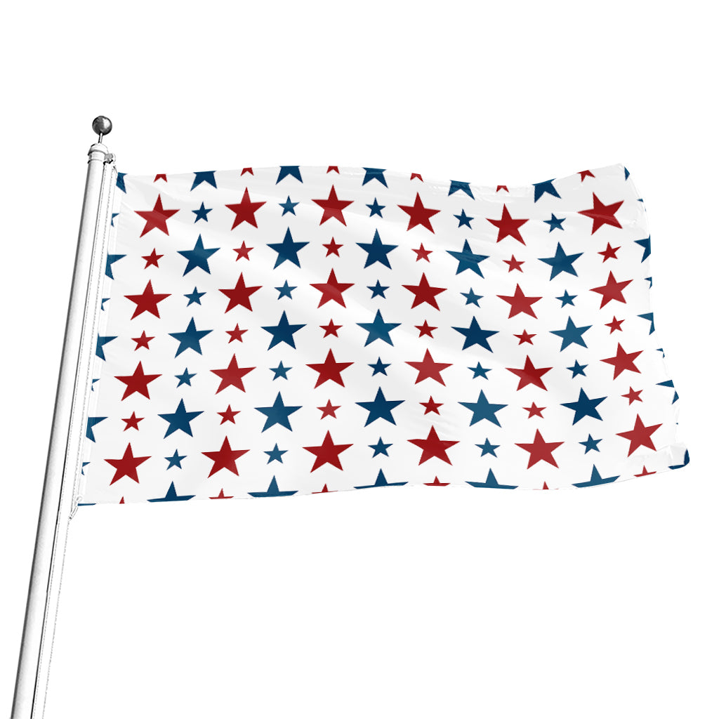 Red And Blue USA Star Pattern Print Flag