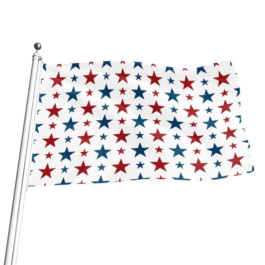 Red And Blue USA Star Pattern Print Flag