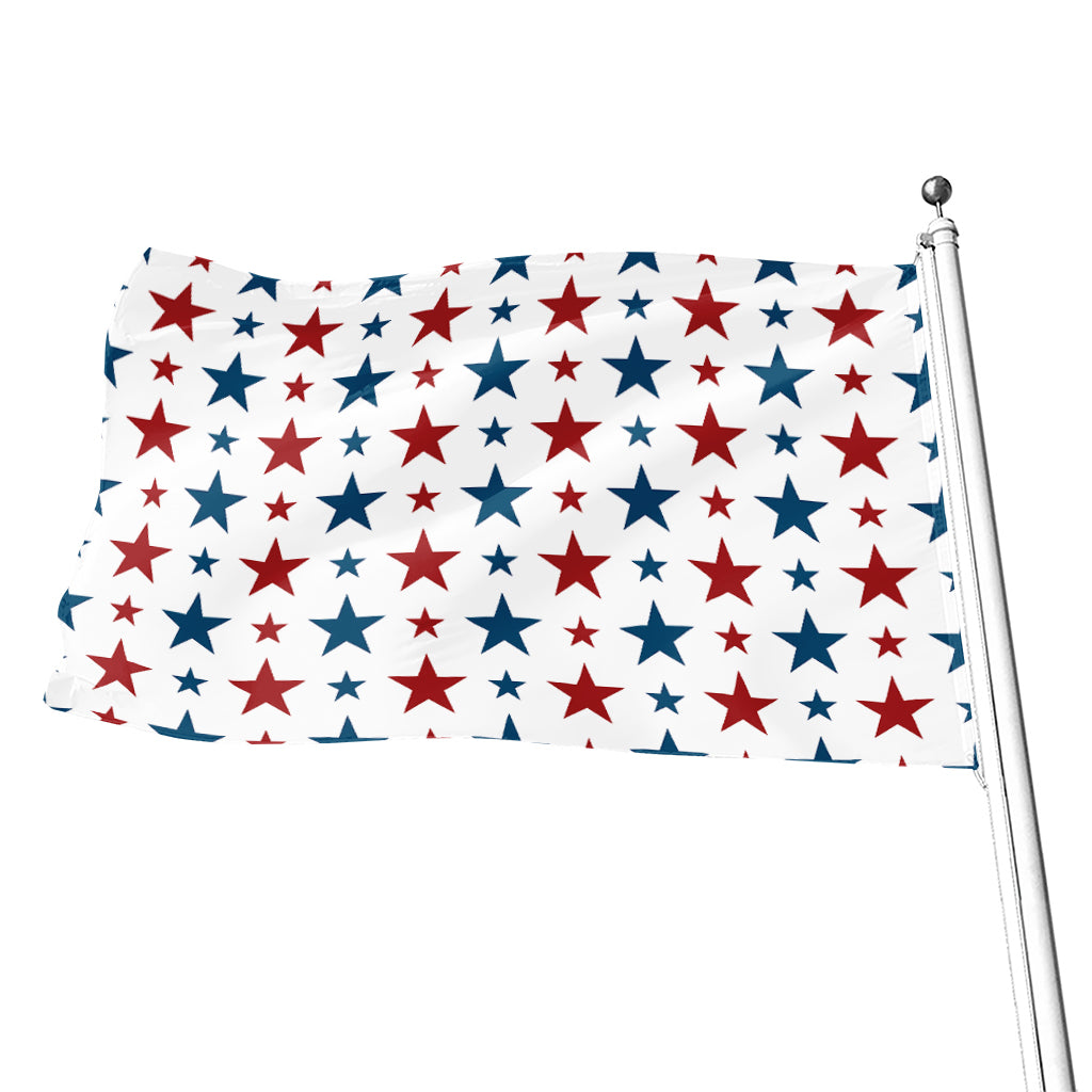 Red And Blue USA Star Pattern Print Flag