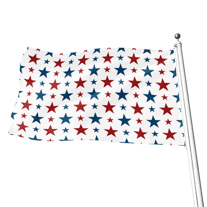 Red And Blue USA Star Pattern Print Flag