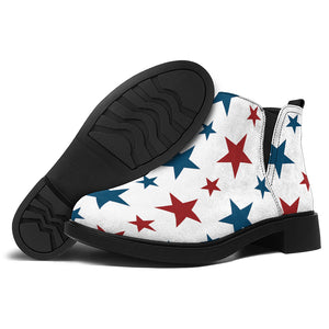 Red And Blue USA Star Pattern Print Flat Ankle Boots