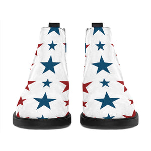 Red And Blue USA Star Pattern Print Flat Ankle Boots