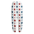 Red And Blue USA Star Pattern Print Fleece Lined Knit Pants
