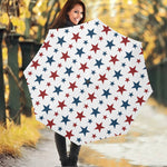 Red And Blue USA Star Pattern Print Foldable Umbrella