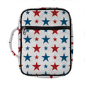 Red And Blue USA Star Pattern Print Front Pocket Bible Bag