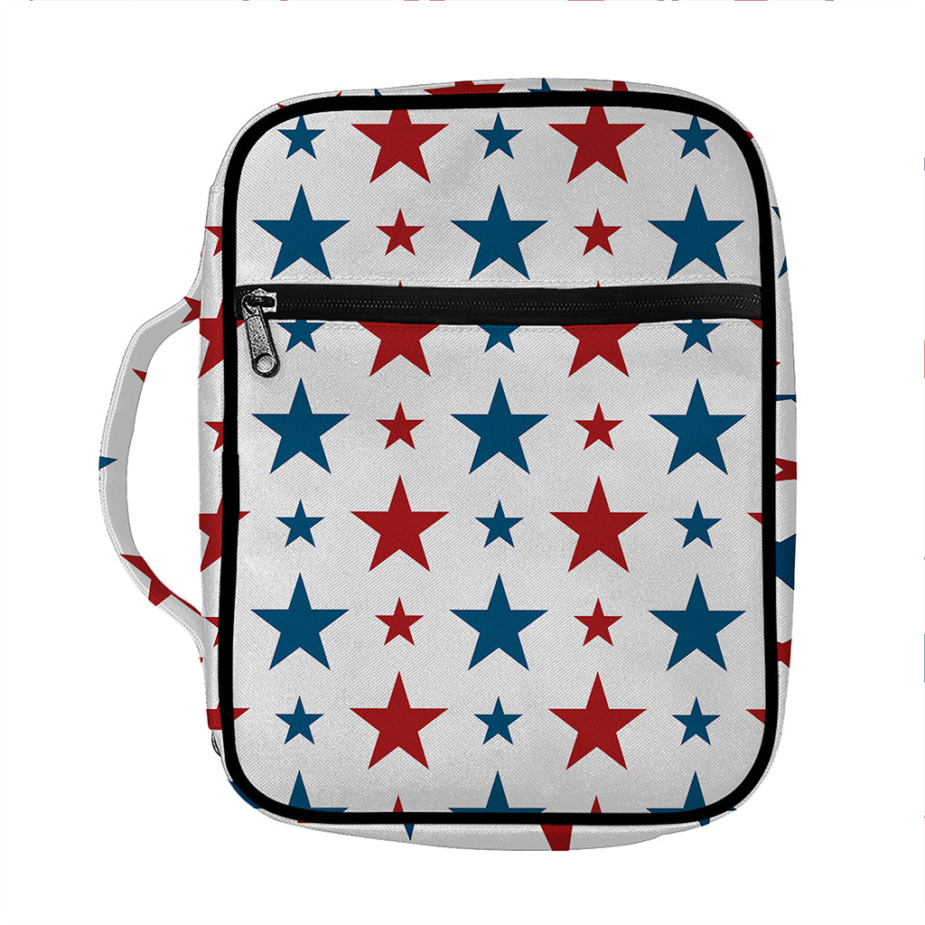 Red And Blue USA Star Pattern Print Front Pocket Bible Bag
