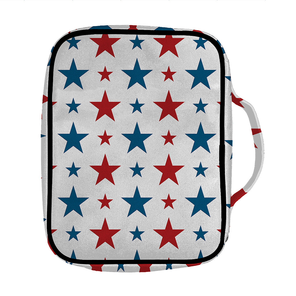 Red And Blue USA Star Pattern Print Front Pocket Bible Bag
