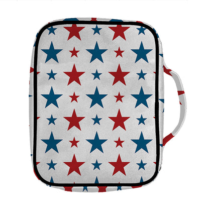 Red And Blue USA Star Pattern Print Front Pocket Bible Bag