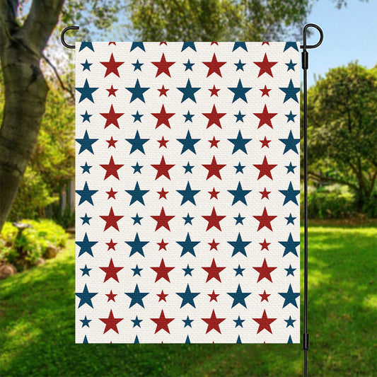 Red And Blue USA Star Pattern Print Garden Flag