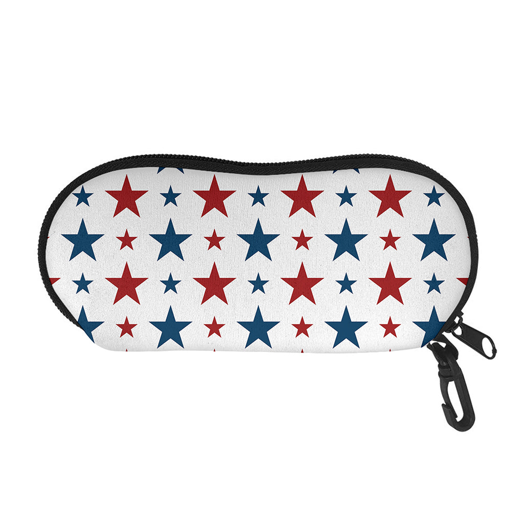 Red And Blue USA Star Pattern Print Glasses Case