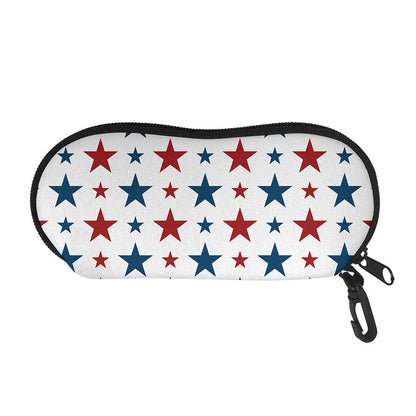Red And Blue USA Star Pattern Print Glasses Case