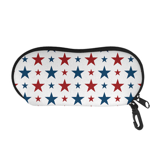 Red And Blue USA Star Pattern Print Glasses Case