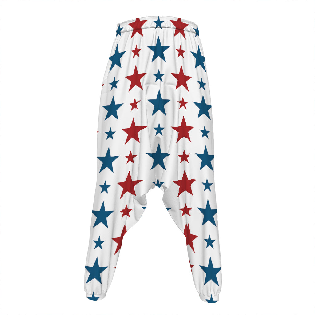 Red And Blue USA Star Pattern Print Hammer Pants