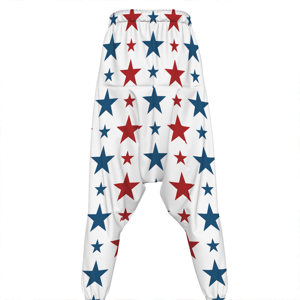 Red And Blue USA Star Pattern Print Hammer Pants