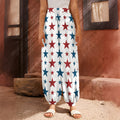 Red And Blue USA Star Pattern Print Harem Pants