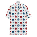 Red And Blue USA Star Pattern Print Hawaiian Shirt