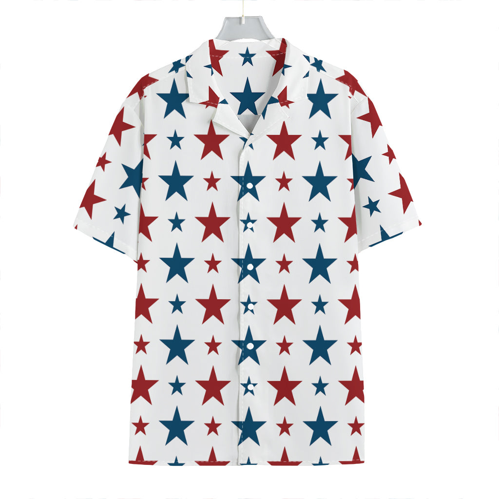 Red And Blue USA Star Pattern Print Hawaiian Shirt