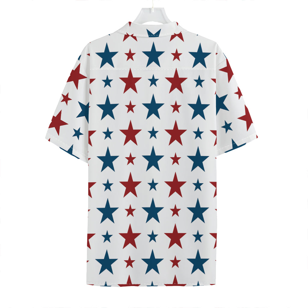 Red And Blue USA Star Pattern Print Hawaiian Shirt