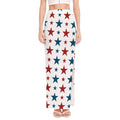 Red And Blue USA Star Pattern Print High Slit Maxi Skirt