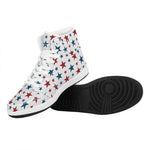 Red And Blue USA Star Pattern Print High Top Leather Sneakers