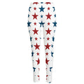 Red And Blue USA Star Pattern Print High-Waisted Pocket Leggings